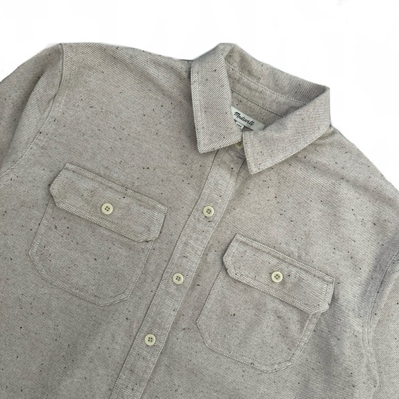 Madewell Oversized Beige Speckled Cotton Shacket XXS Button Front Shirt Workwear - Picture 3 of 7